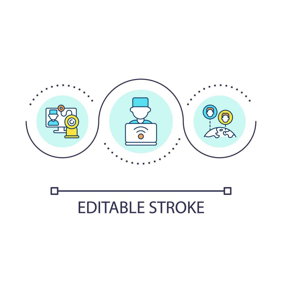 telediagnosi ciclo continuo concetto icona. a distanza medicinale. medico Software. in linea medico. Salute applicazione astratto idea magro linea illustrazione. isolato schema disegno. modificabile ictus vettore