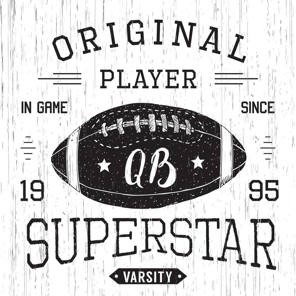 t-shirt design, grafica tipografica superstar del quarterback di calcio, illustrazione vettoriale