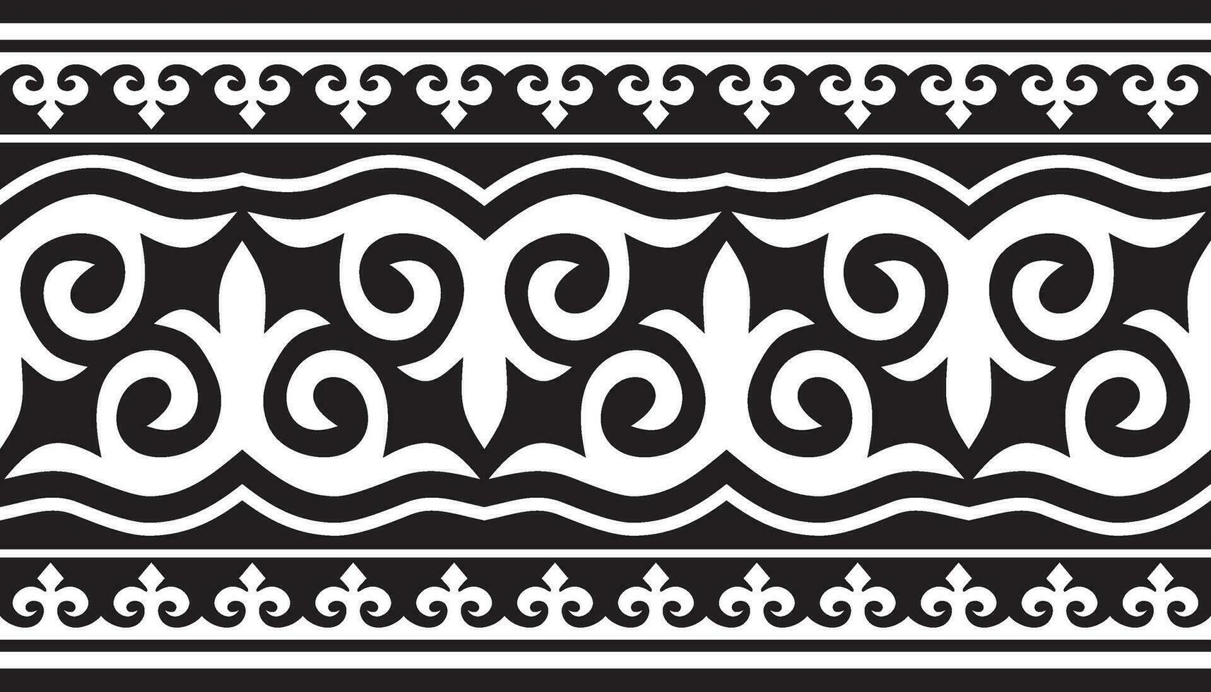 vettore monocromatico kazakh nazionale senza soluzione di continuità ornamento. infinito modello confine, telaio di il nomade popoli di il grande steppa. turchi, kirghiso, mongoli, tartari, calmucchi, buriati.