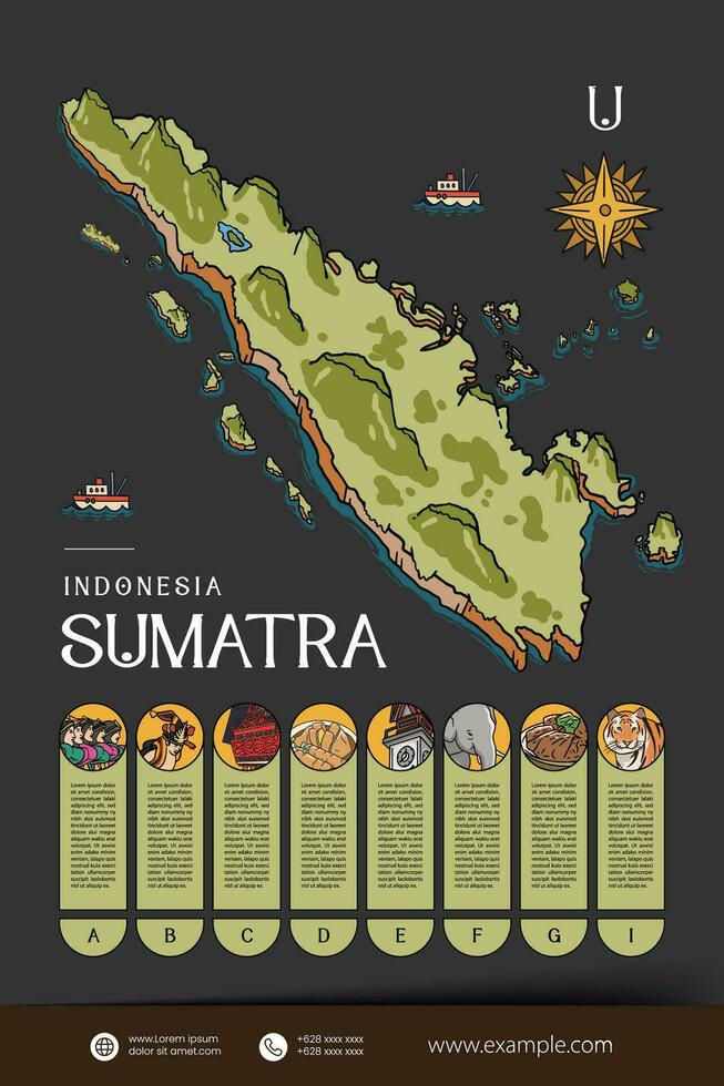 Sumatra Indonesia mappe illustrazione. Indonesia isola design disposizione vettore
