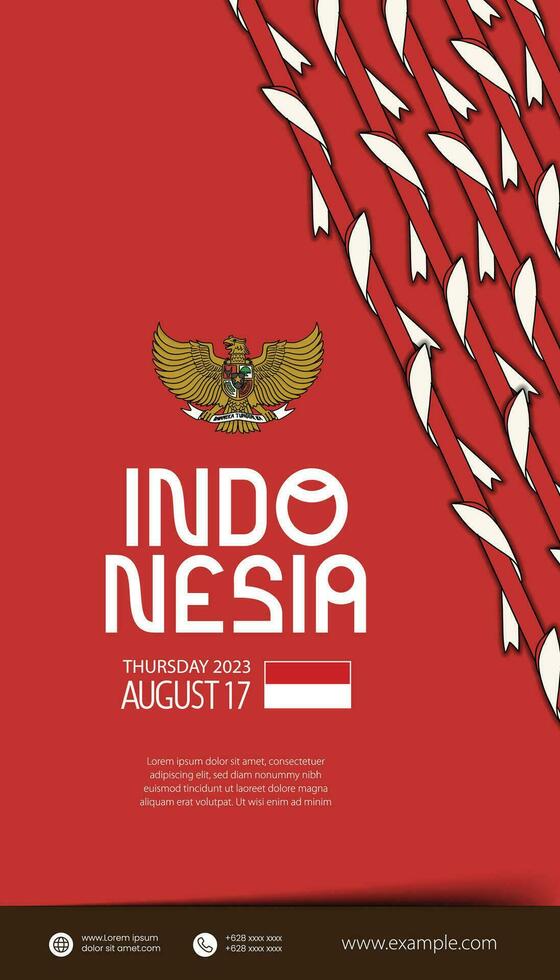 selamat hari kemerdekaan Indonesia. traduzione contento indonesiano indipendenza giorno illustrazione sociale media inviare vettore