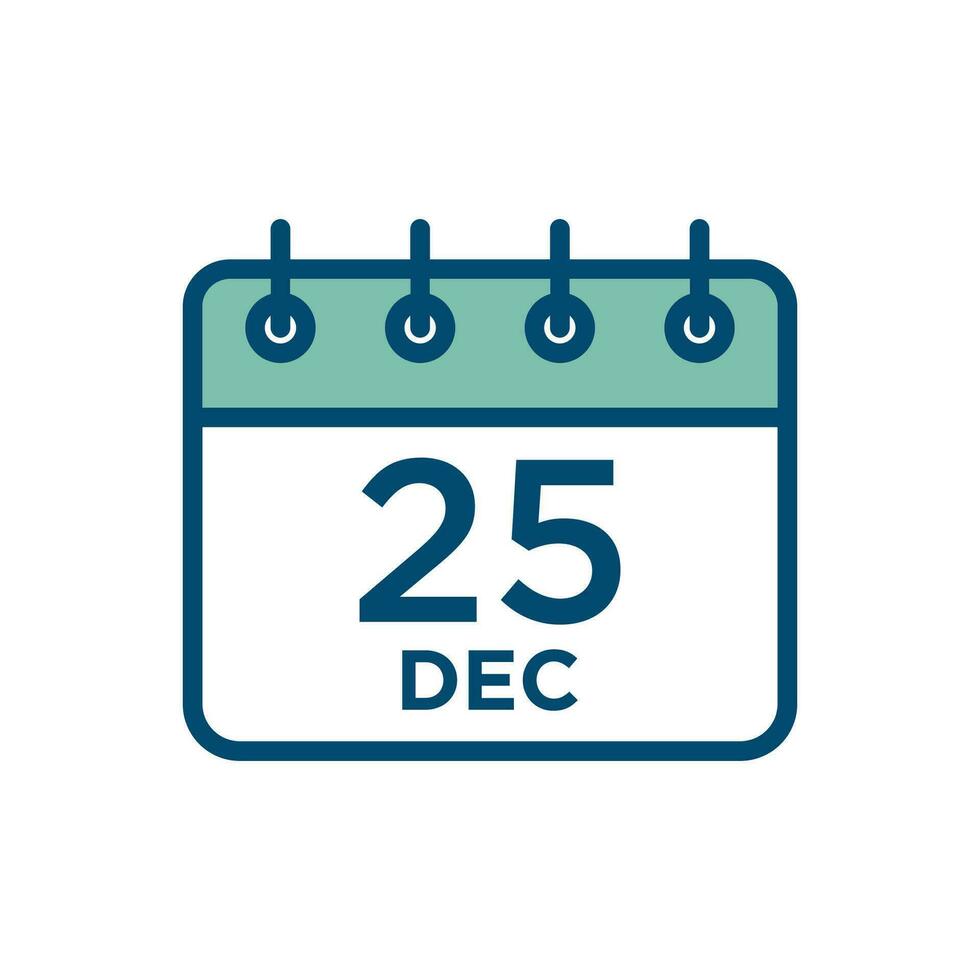 calendario 25 dicembre icona vettore design modello