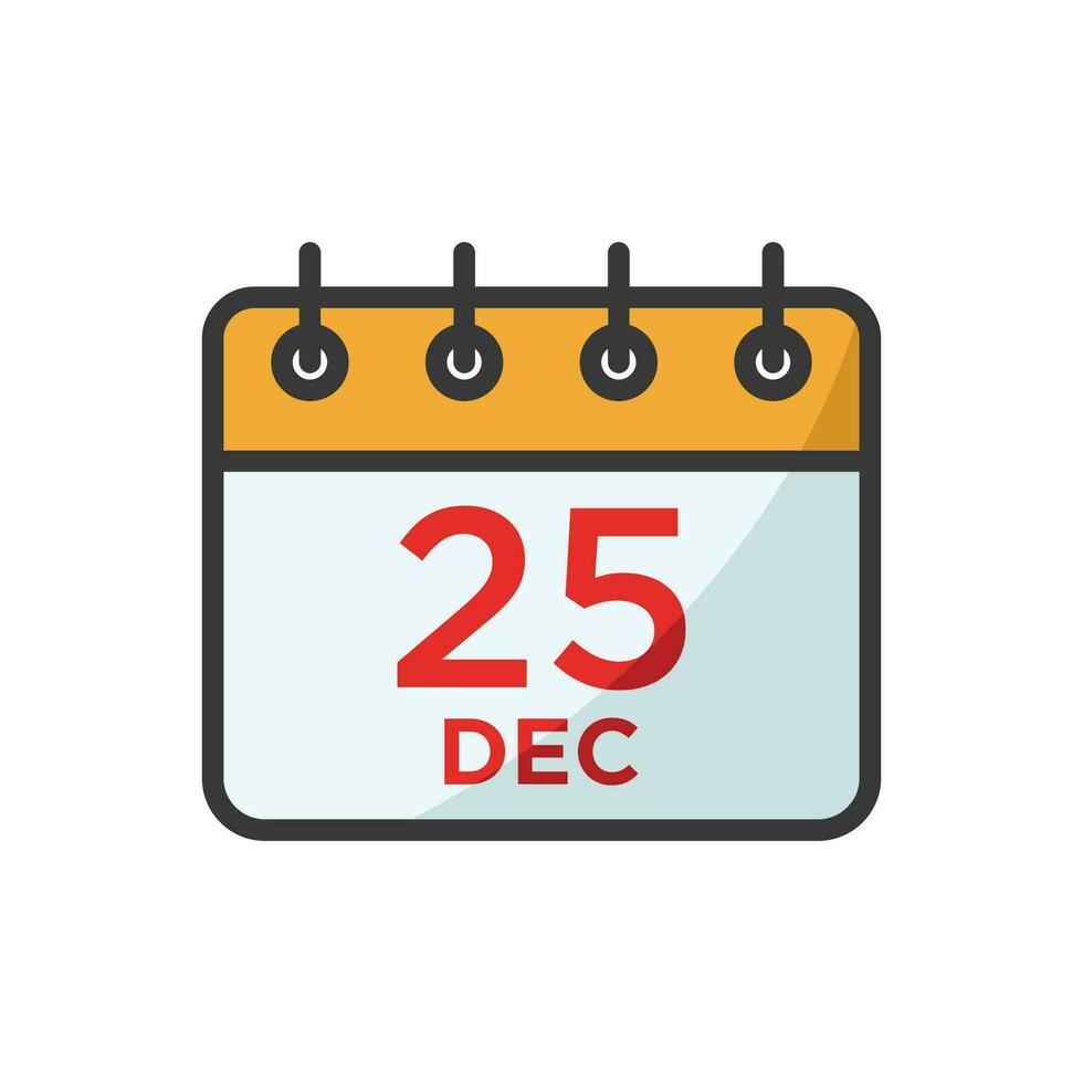calendario 25 dicembre icona vettore design modello