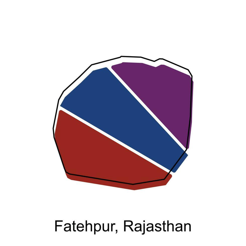 carta geografica di fatehpur, Rajasthan design modello con schema grafico schizzo stile isolato su bianca sfondo vettore