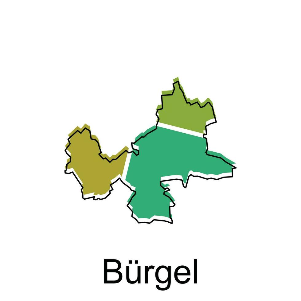 carta geografica di Burgel vettore design modello, nazionale frontiere e importante città illustrazione