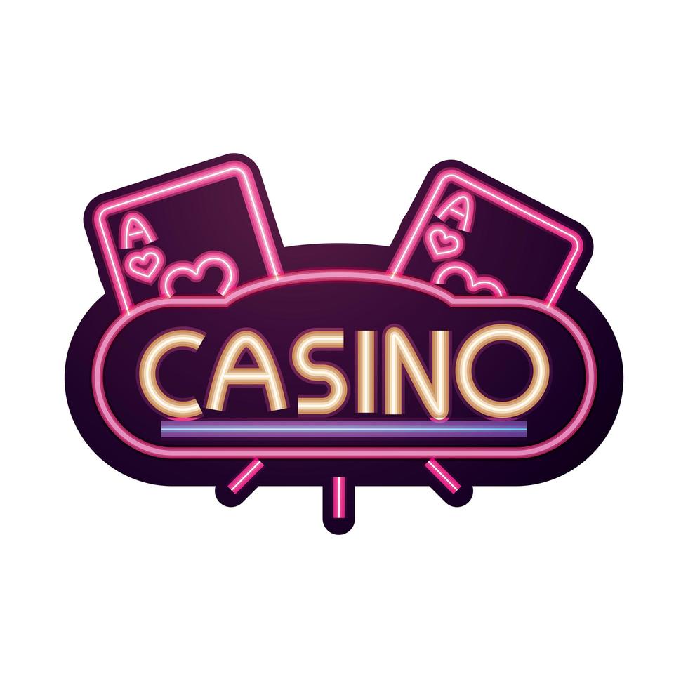 casinò banner luminoso assi gioco d'azzardo insegna al neon vettore