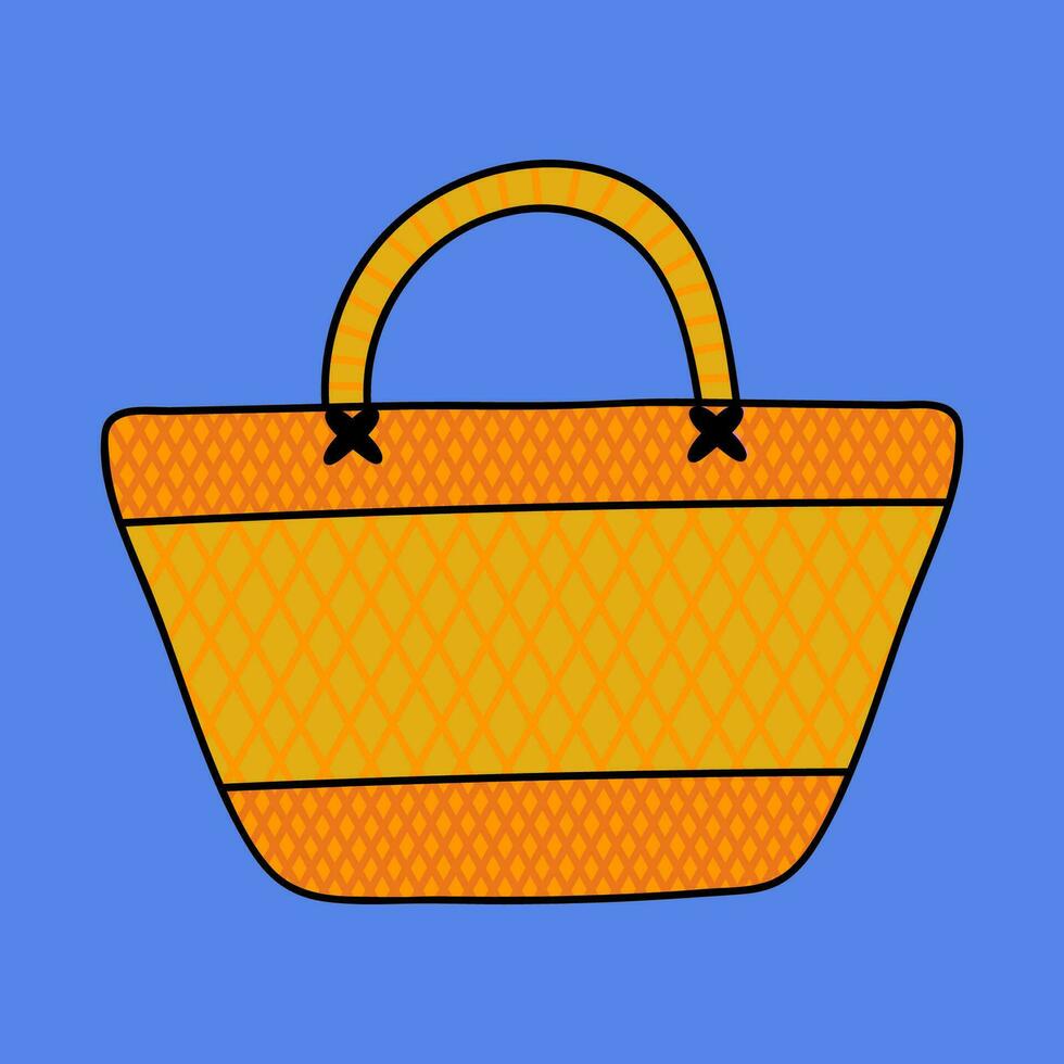 vettore mano disegnato clipart di estate Borsa per il caldo giorni, vacanza, vacanza nel il città, di il spiaggia. vettore clipart illustrazione isolato su il sfondo. colorato scarabocchio con mano disegnato schema.