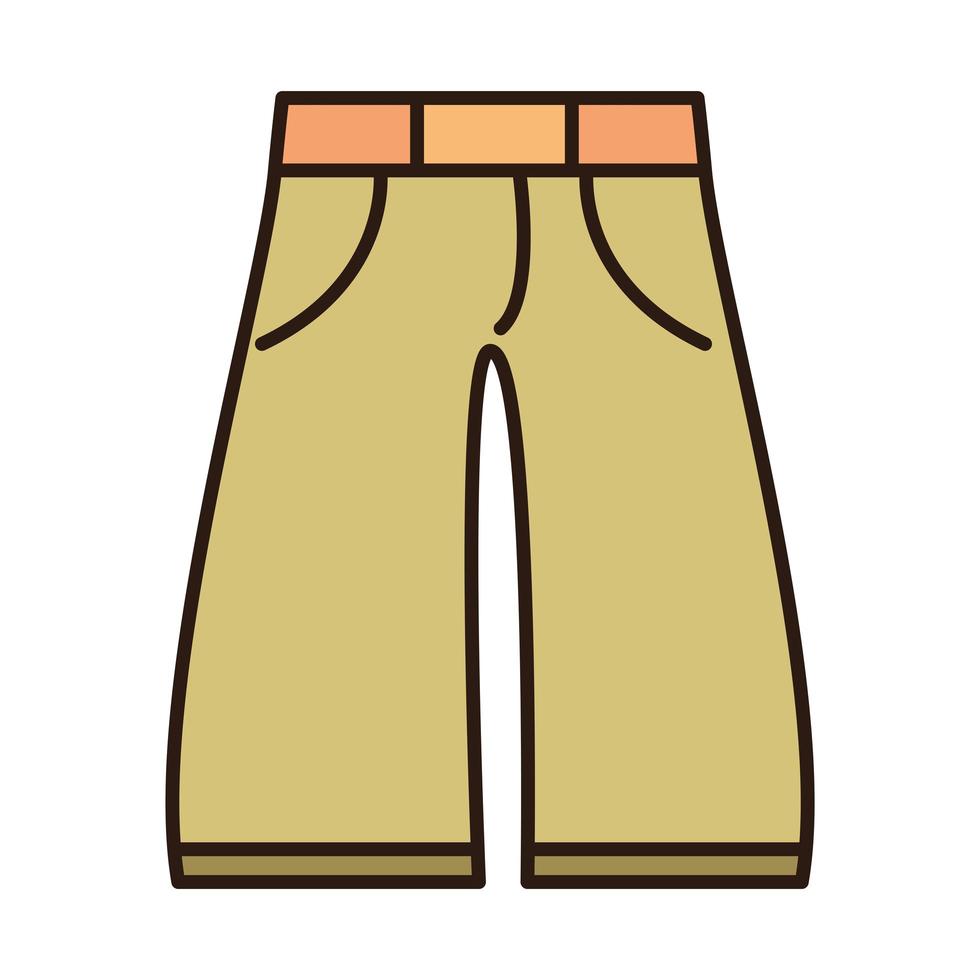 pantaloni con cinturino della linea di abbigliamento da uomo e icona di riempimento vettore