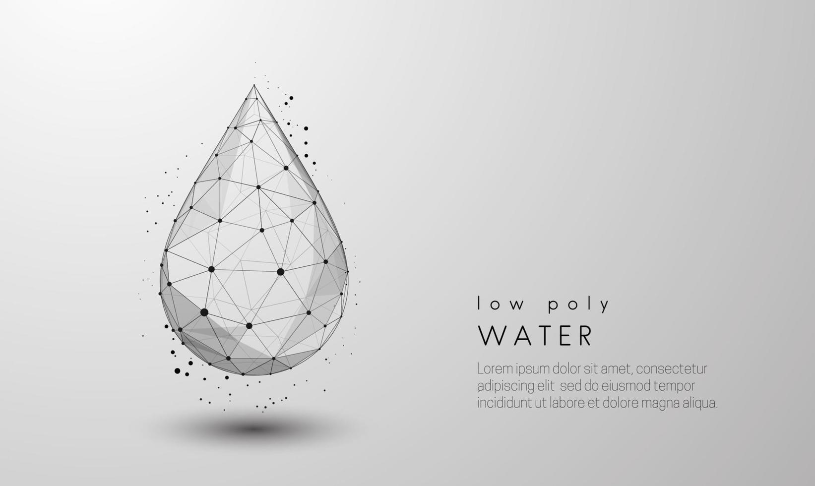 goccia d'acqua che cade. design in stile low poly vettore