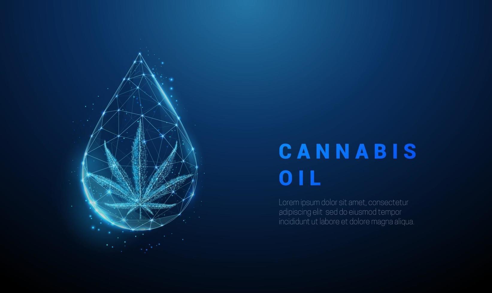 foglia di marijuana low poly in goccia d'olio. vettore