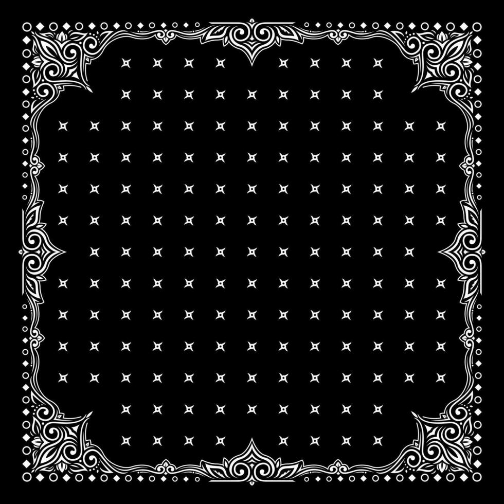 semplice nero bandana decorato con bianca geometrico ornamento quello può essere applicato per tessuti di vario colori vettore