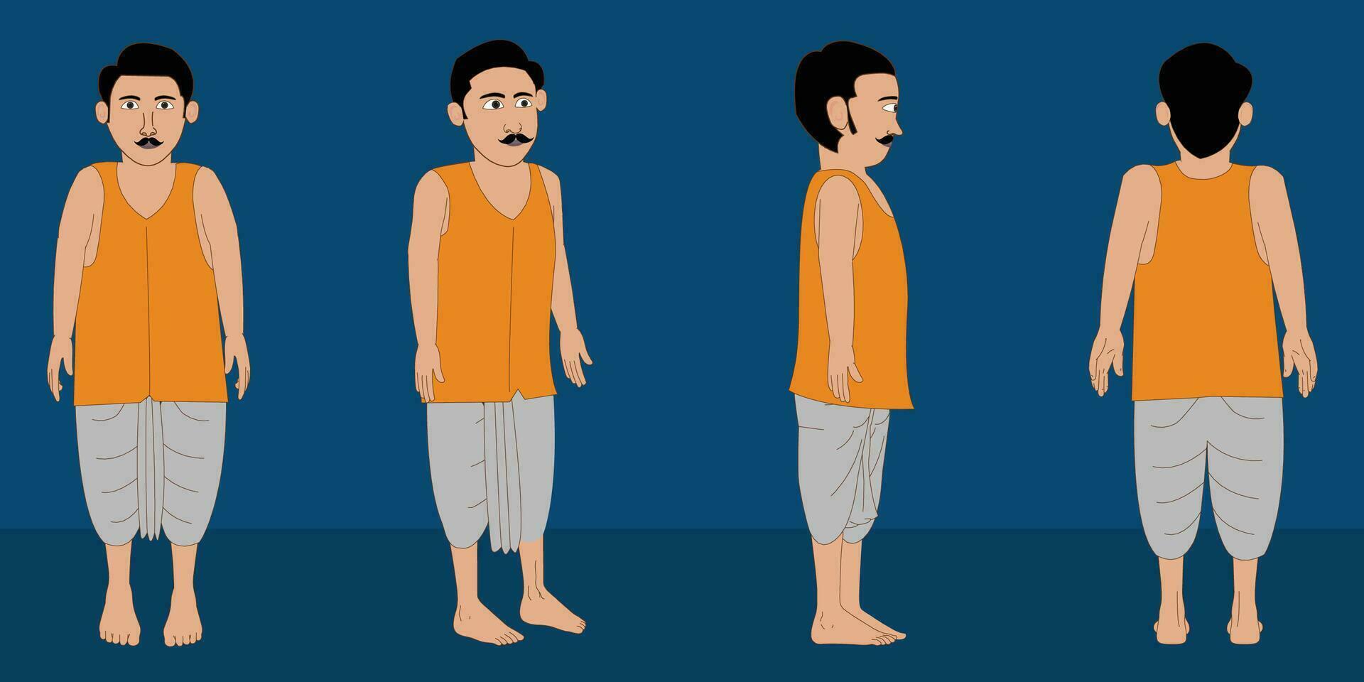 indiano villaggio uomo cartone animato carattere. morale storie per il migliore cartone animato personaggio vettore gratuito vettore