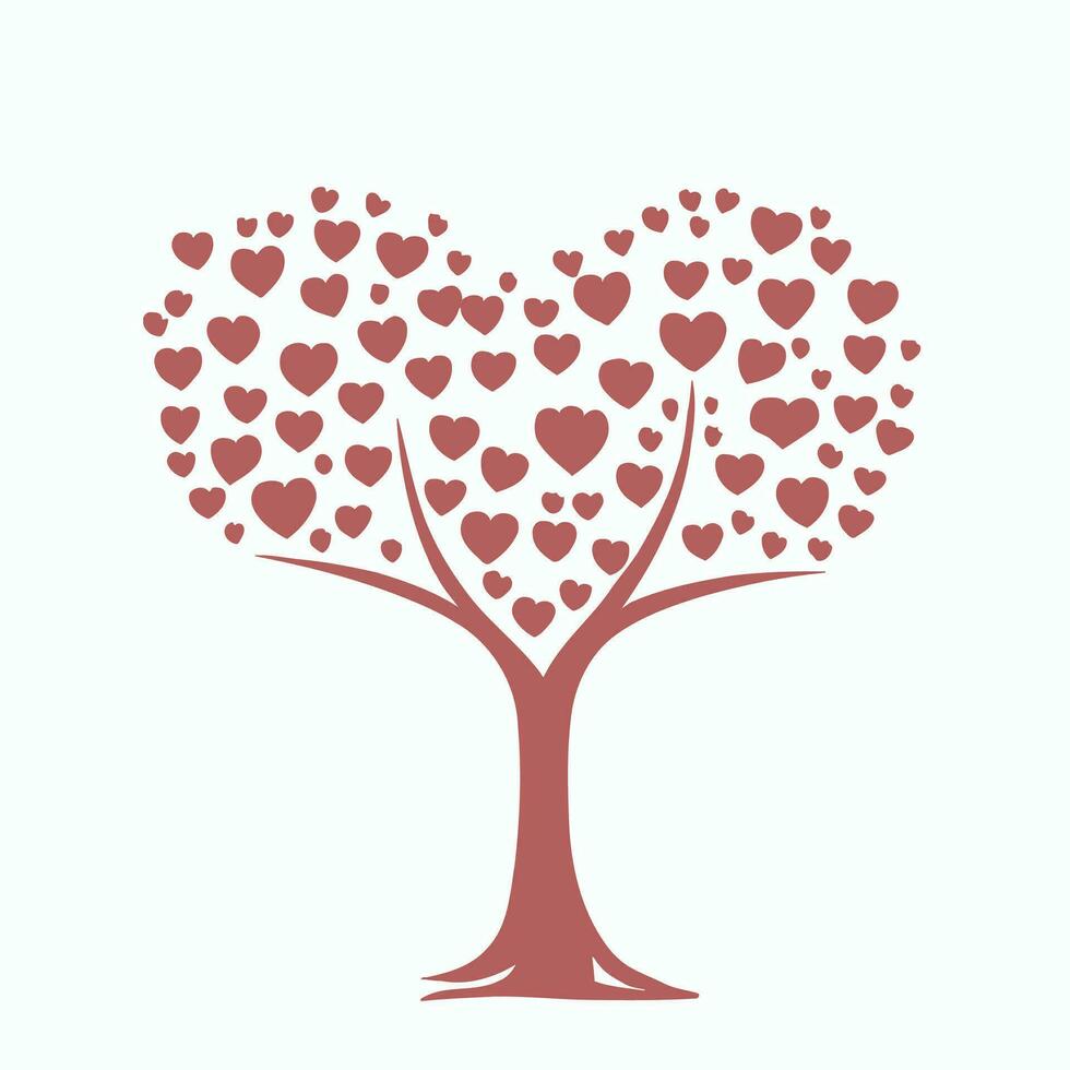 albero con cuore le foglie vettore arte, travolgente natura amore illustrazione