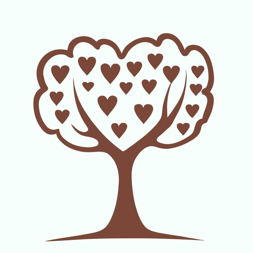 albero con cuore le foglie vettore arte, travolgente natura amore illustrazione