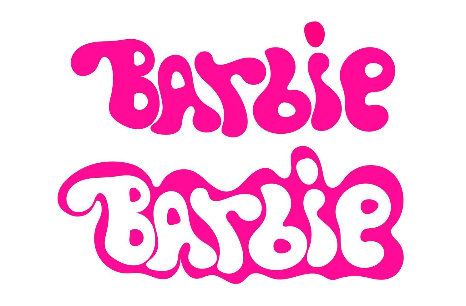 Barbie rosa Groovy logo icona impostato vettore. vettore