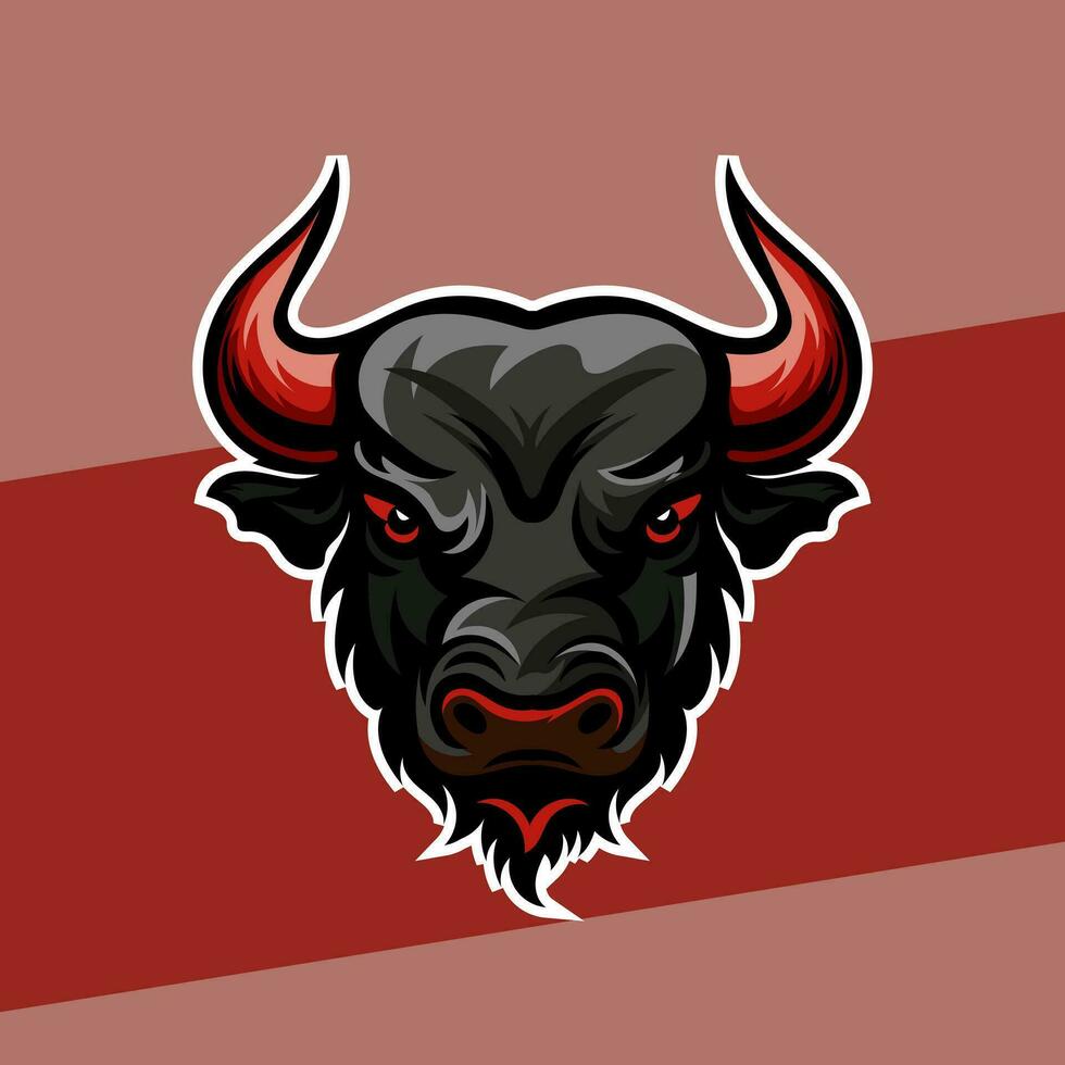 pazzo Toro testa portafortuna esport logo di un' arrabbiato Toro testa, progettato nel esports illustrazione stile vettore