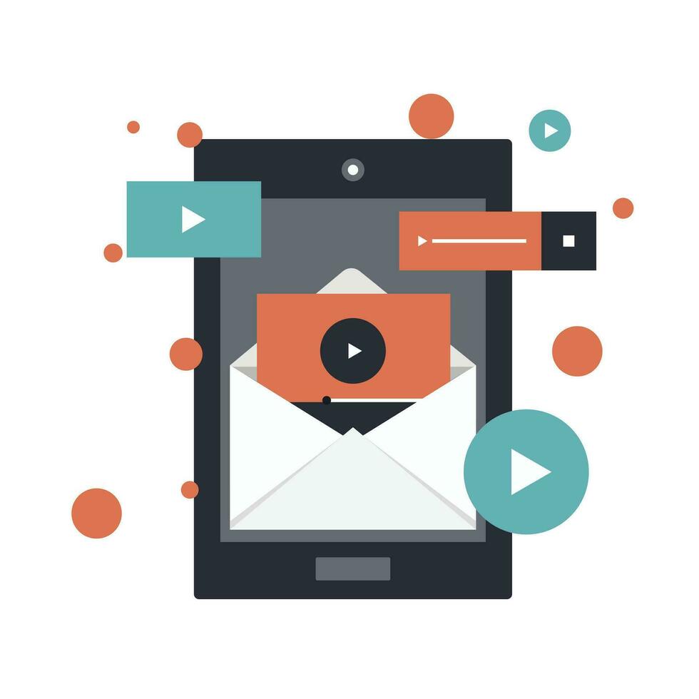 virale video marketing pubblicità seminario web. piatto vettore illustratore
