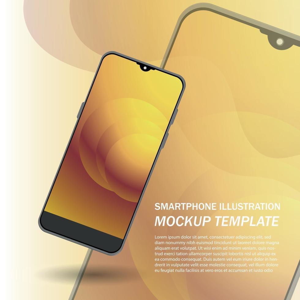 Smartphone 3D con schermo a colori oro per modello di mockup vettore