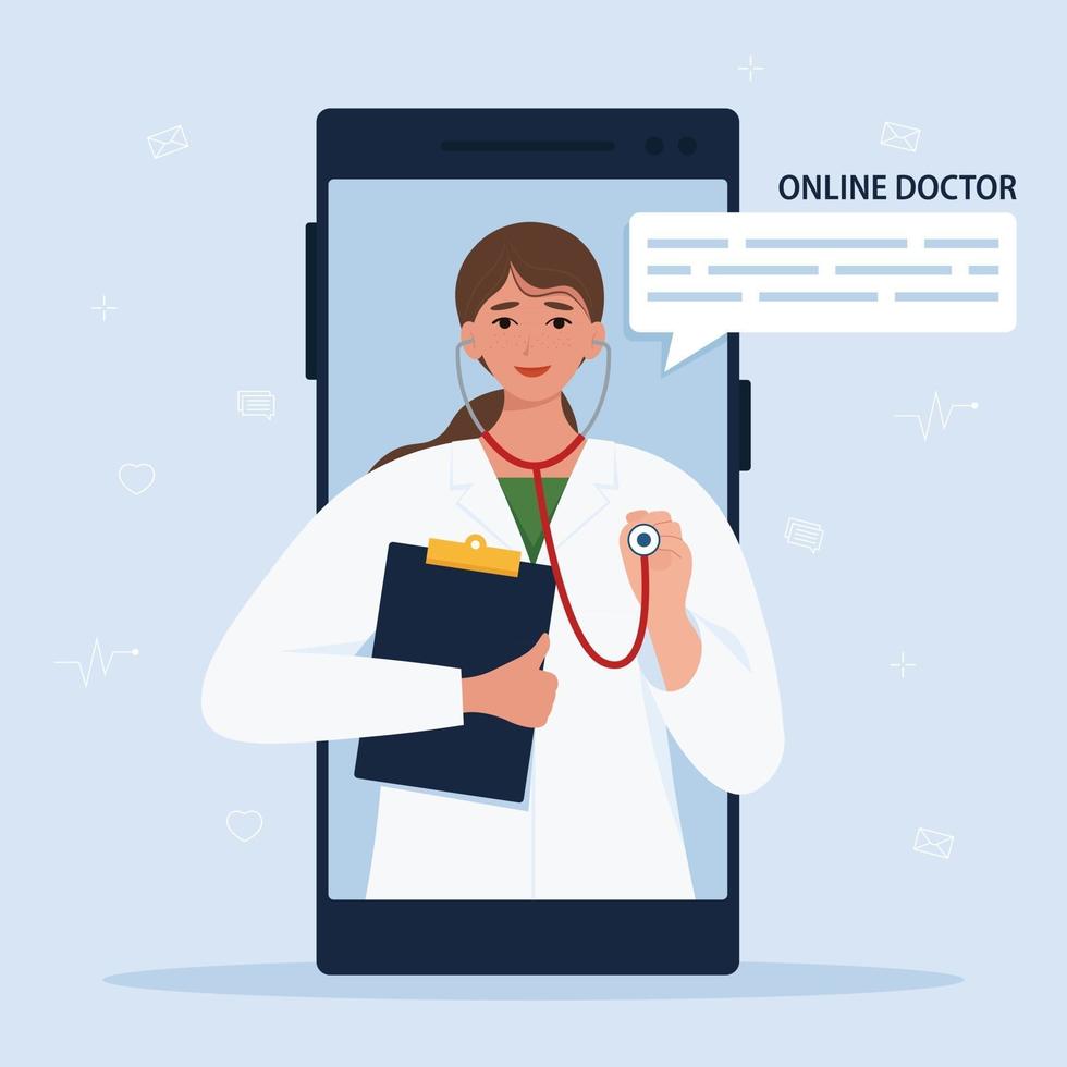 tecnologia di consultazione medica online in smartphone vettore