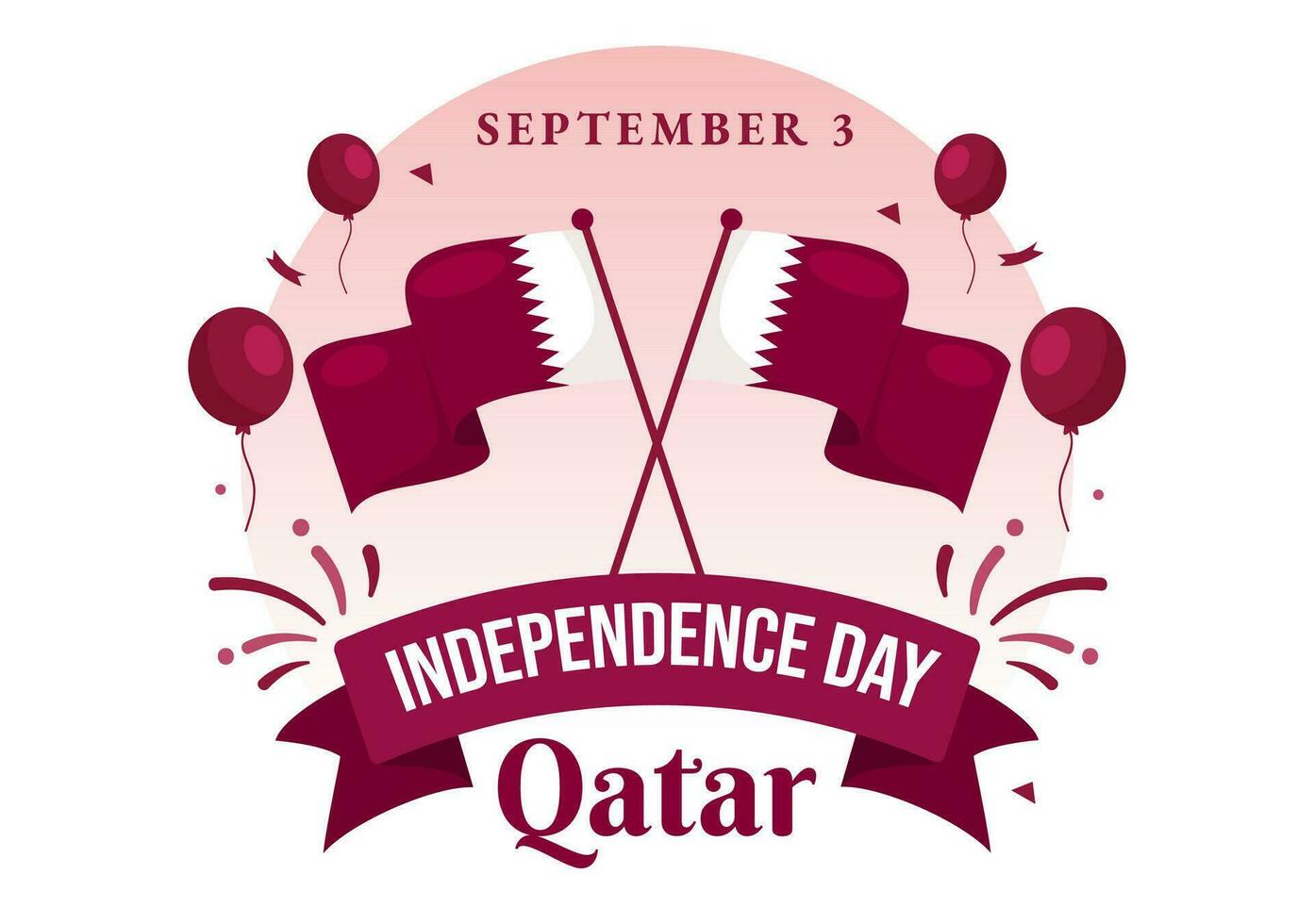 contento Qatar indipendenza giorno vettore illustrazione su 3 settembre con agitando bandiera sfondo nel piatto cartone animato mano disegnato atterraggio pagina modelli