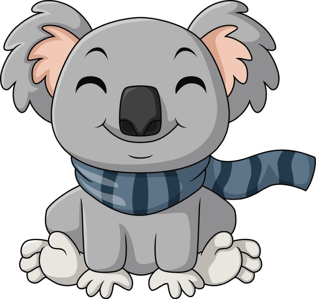 carino koala cartone animato indossare sciarpa vettore