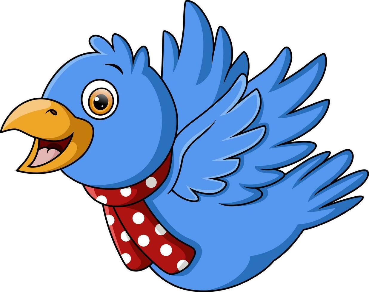 carino blu uccello cartone animato indossare sciarpa vettore