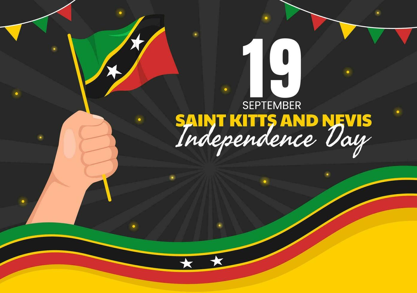 contento indipendenza giorno santo kitts e nevis vettore illustrazione con nazione bandiera sfondo nel piatto cartone animato mano disegnato atterraggio pagina modelli