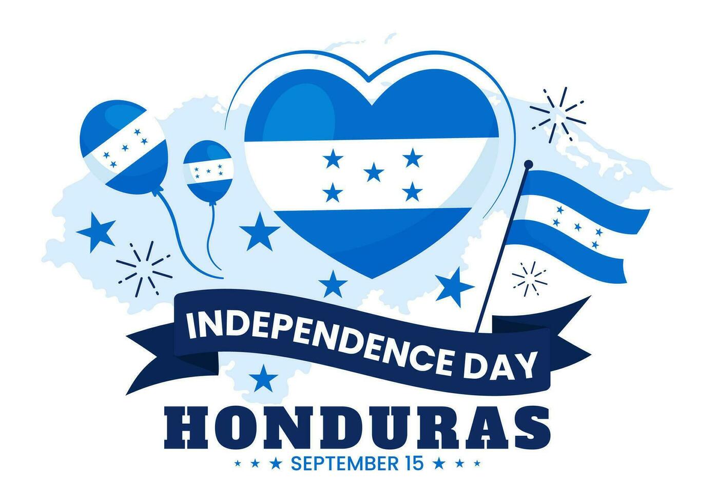 contento Honduras indipendenza giorno vettore illustrazione su settembre 15 con agitando bandiera sfondo nel nazionale vacanza mano disegnato modelli