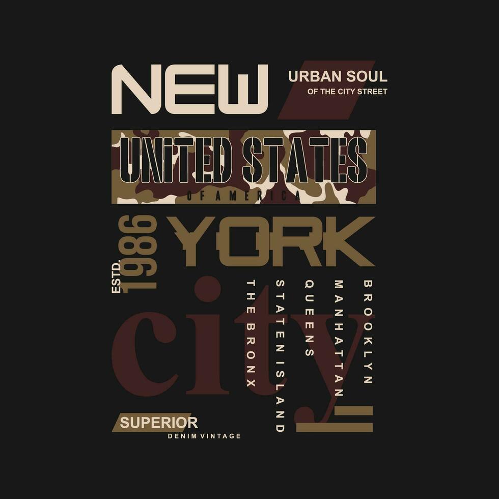 nuovo York città grafico, tipografia vettore, illustrazione, Marrone tema t camicia, con tokyo Giappone moderno stile vettore