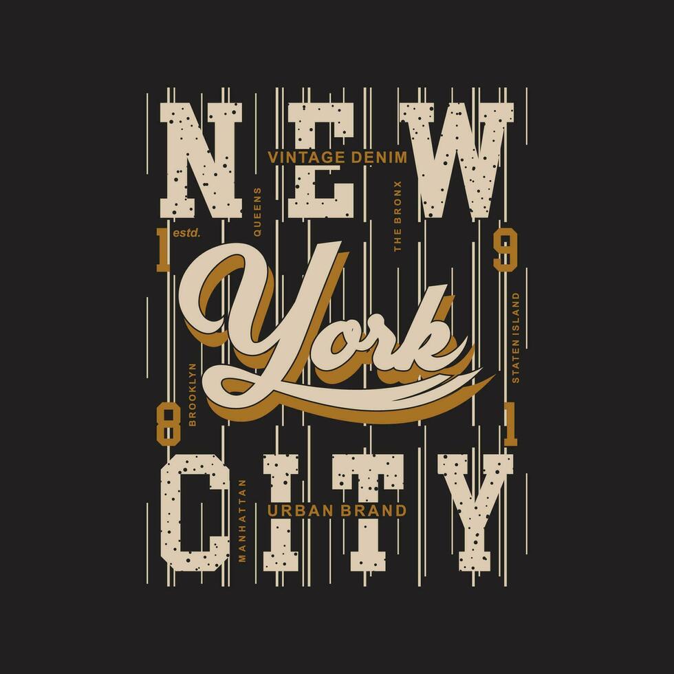 nuovo York città, testo telaio, grafico t camicia disegno, tipografia vettore, illustrazione, casuale stile vettore