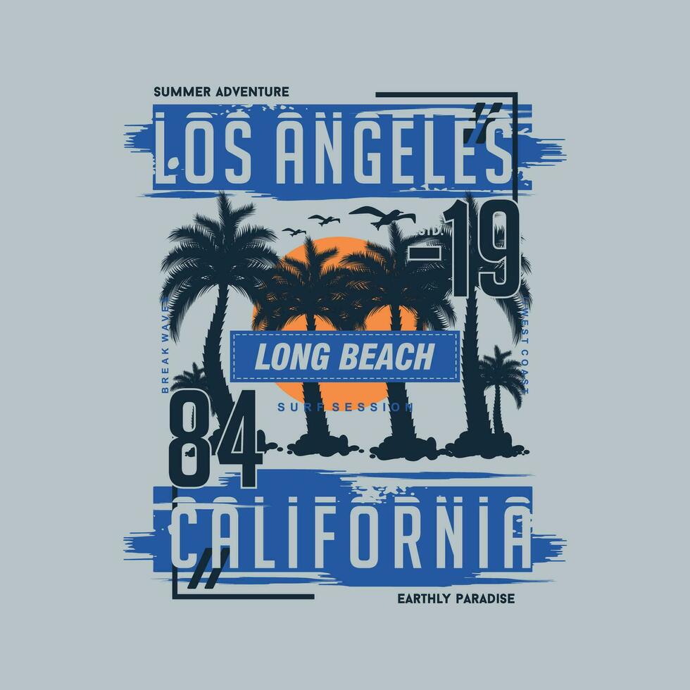 lungo spiaggia California astratto grafico, tipografia vettore, t camicia design illustrazione, bene per pronto Stampa, e altro uso vettore