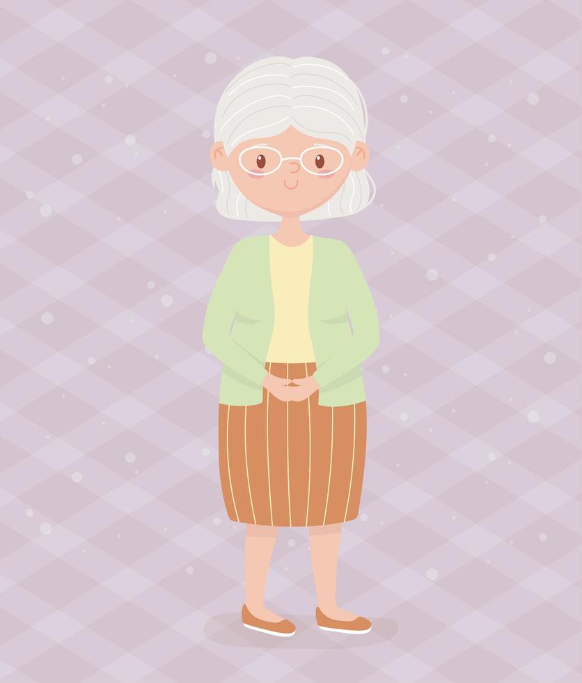 persone anziane, nonna anziana, personaggio dei cartoni animati di una persona matura vettore