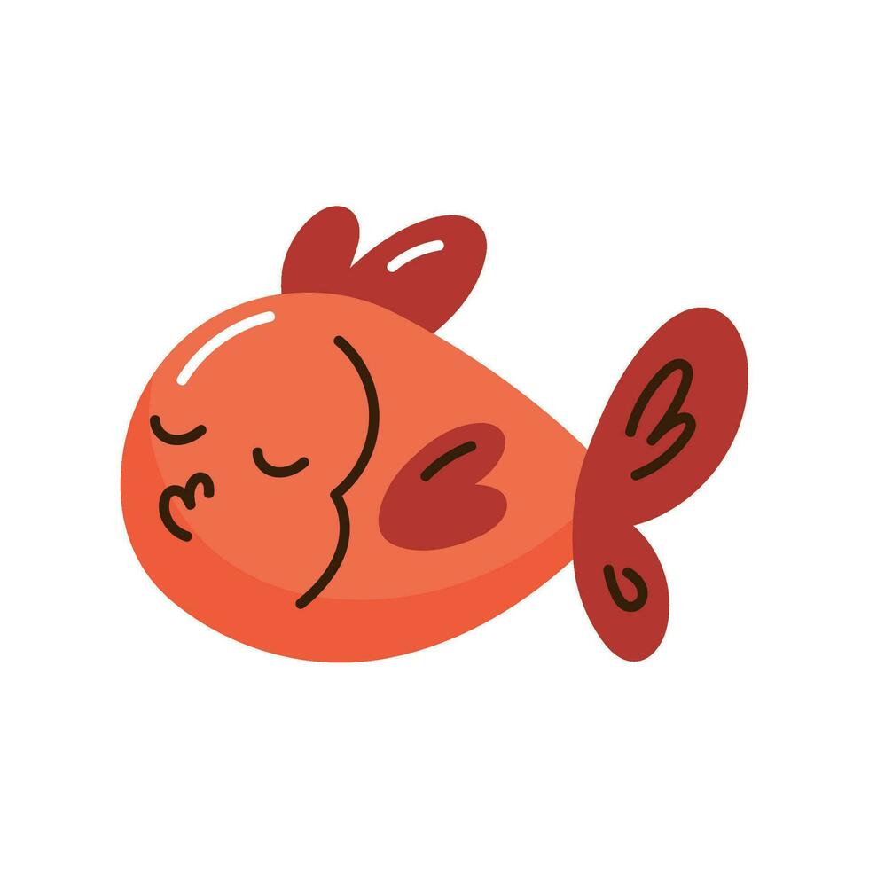 carino rosso pesce animale domestico personaggio vettore