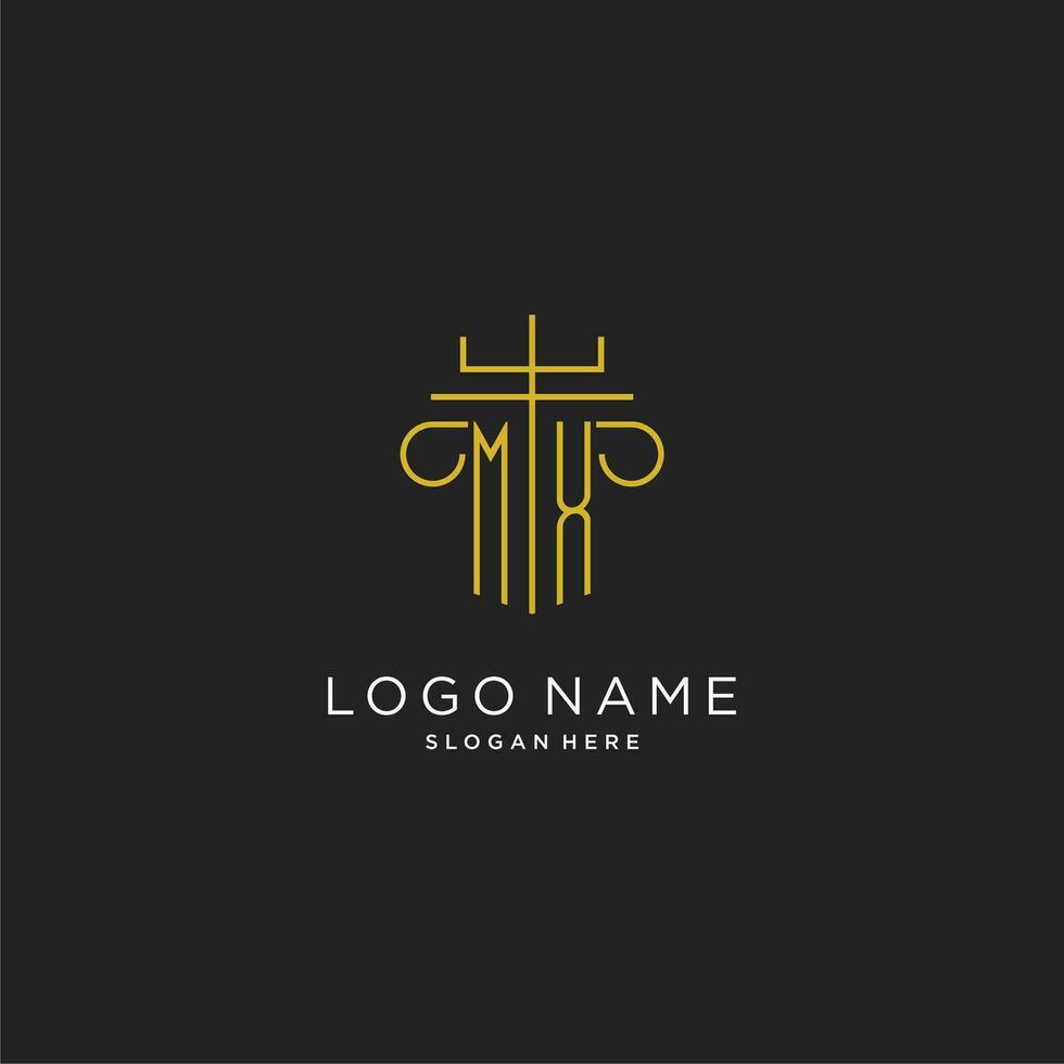 mx iniziale con monoline pilastro logo stile, lusso monogramma logo design per legale azienda vettore