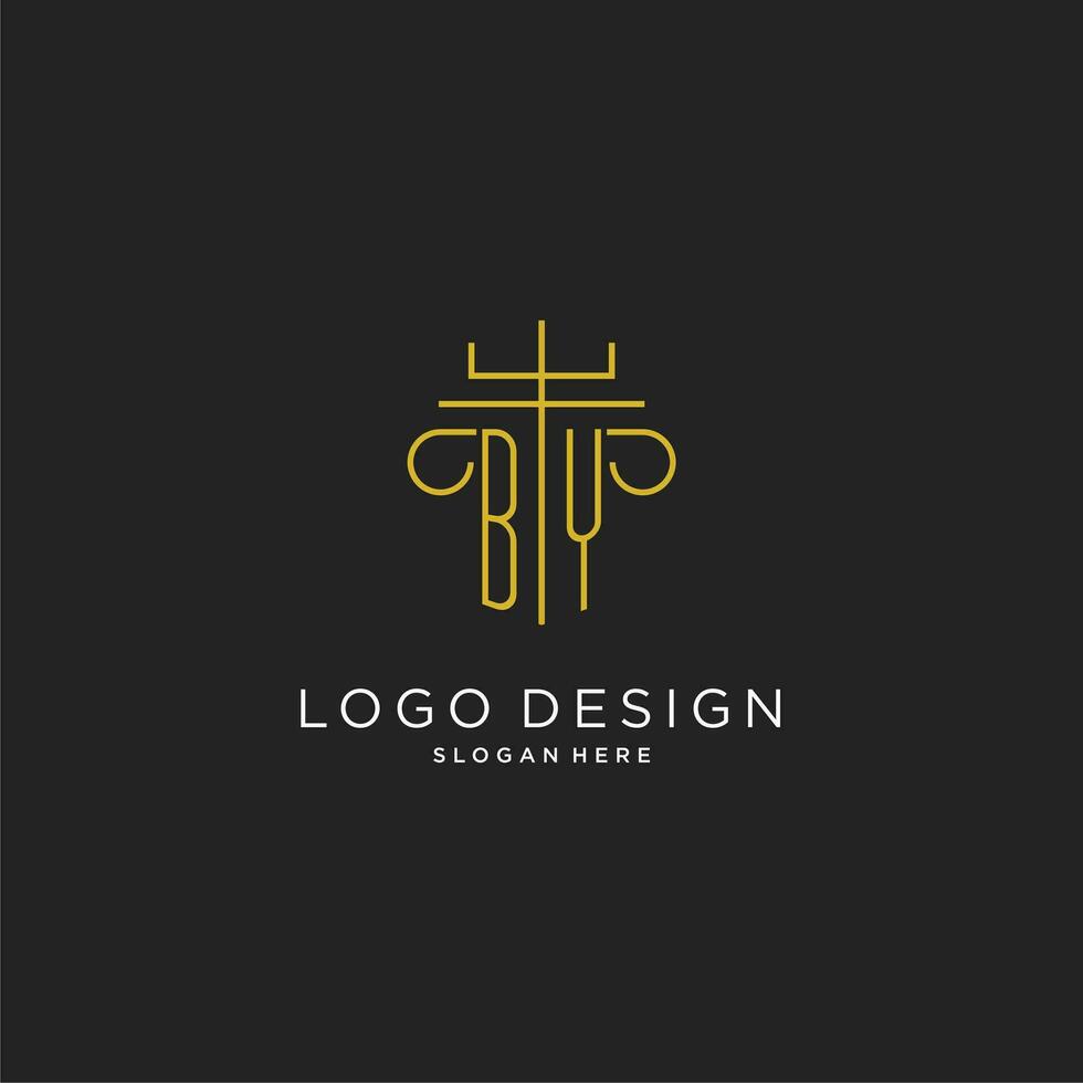 di iniziale con monoline pilastro logo stile, lusso monogramma logo design per legale azienda vettore