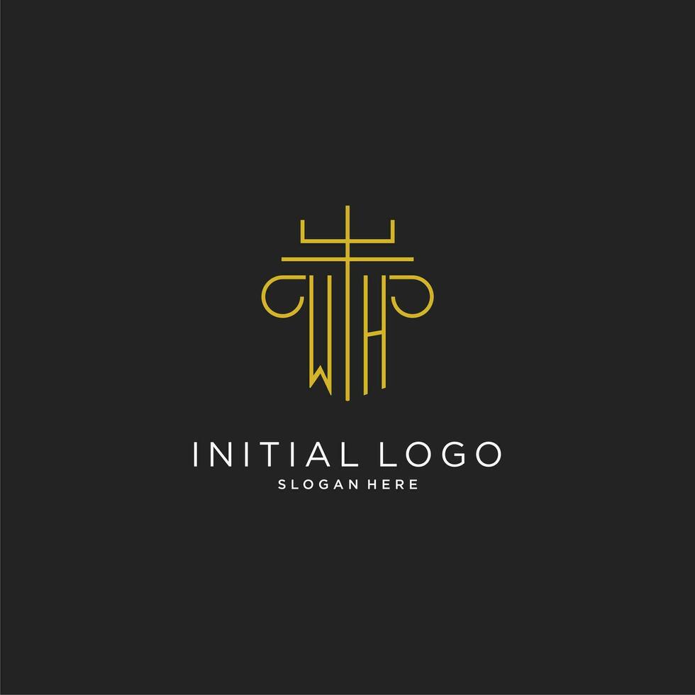 che cosa? iniziale con monoline pilastro logo stile, lusso monogramma logo design per legale azienda vettore