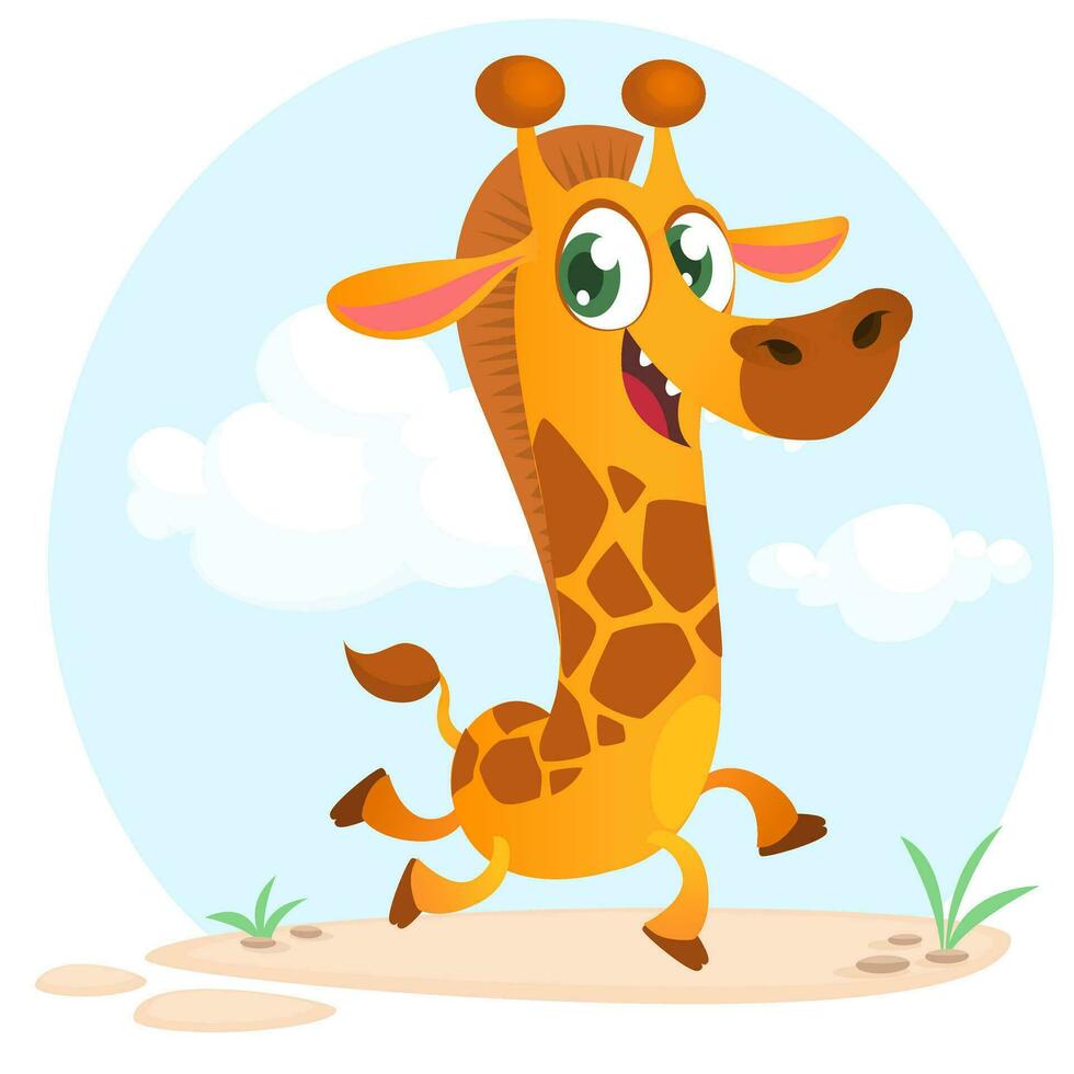 freddo cartone animato giraffa. vettore illustrazione.