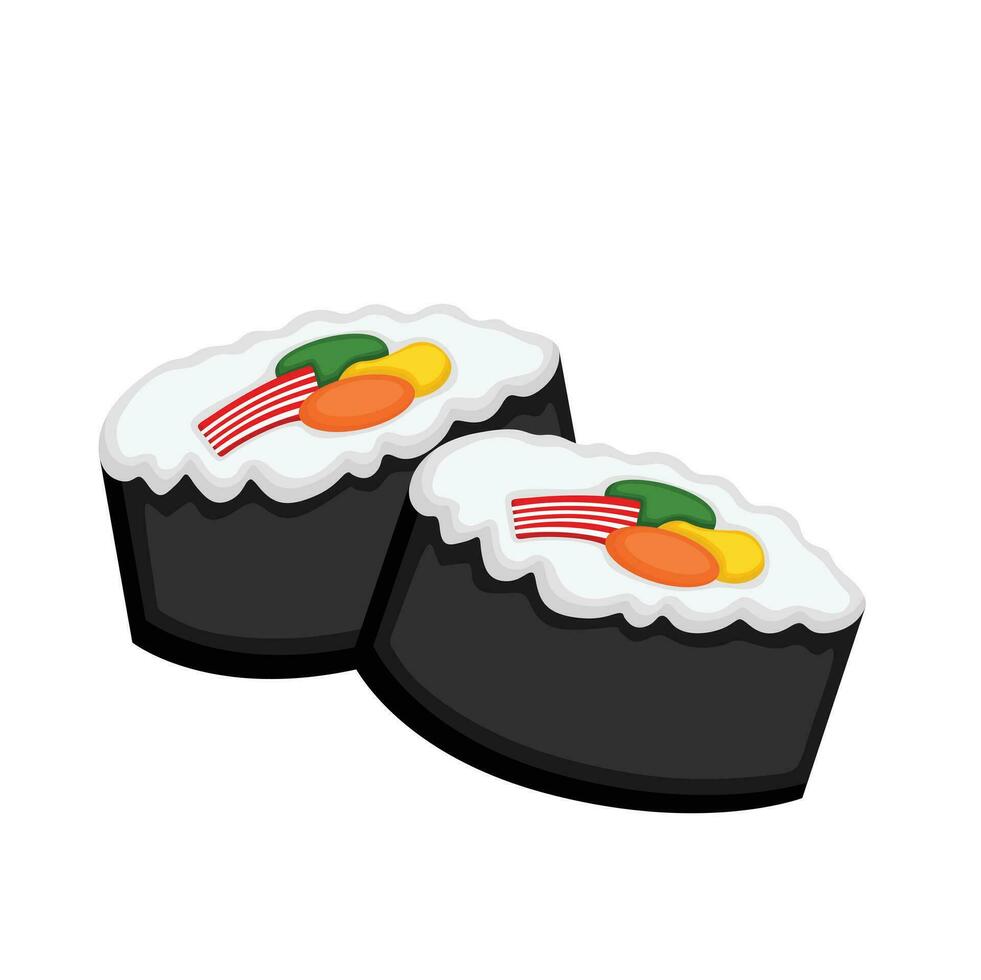 Sushi giapponese coreano cibo cartone animato illustrazione vettore clipart etichetta