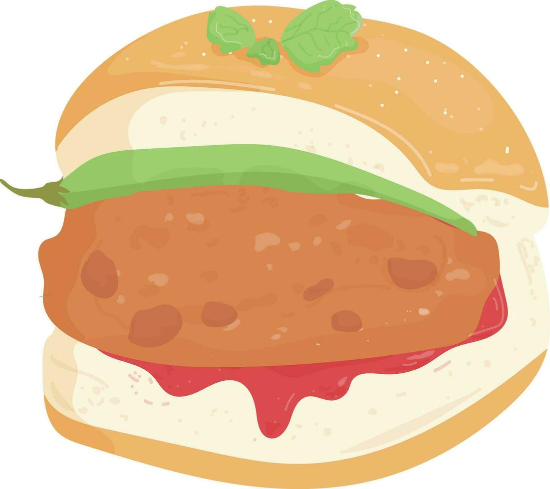 vada pav indiano cibo illustrazione vettore