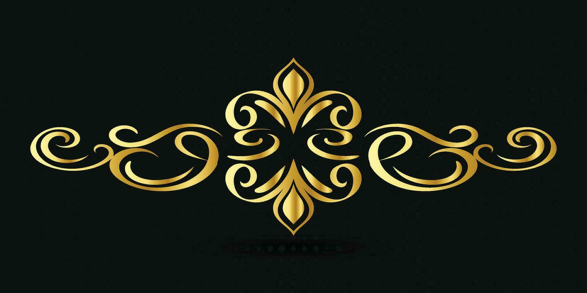 decorativo oro titolo telaio isolato su buio verde colore sfondo classico ornamento vettore