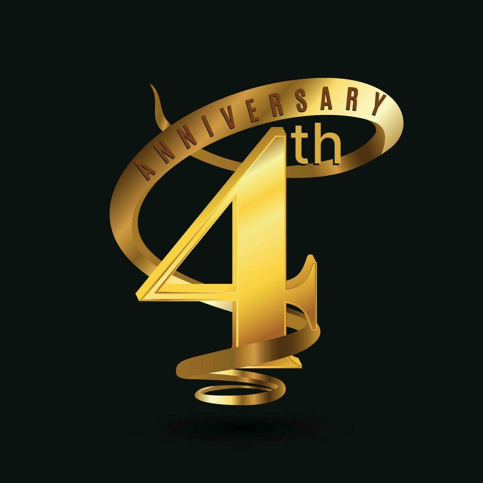 anniversario 4 ° anni lusso d'oro numero nastro vettore