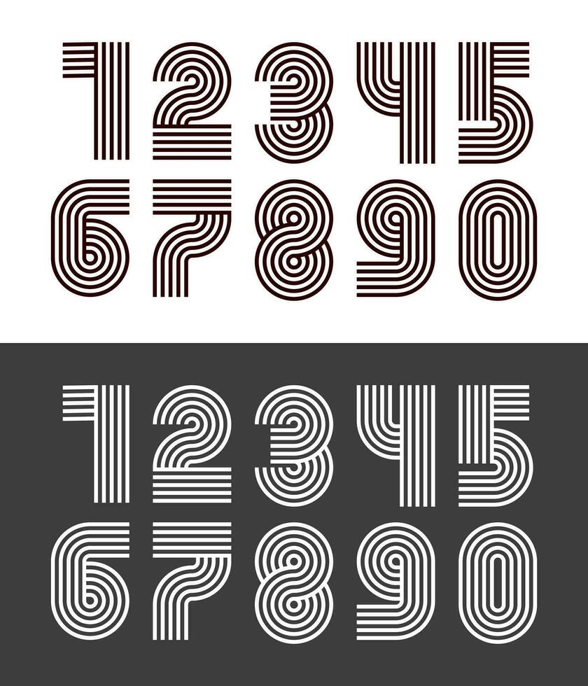 retrò numero con linea arte stile vettore design