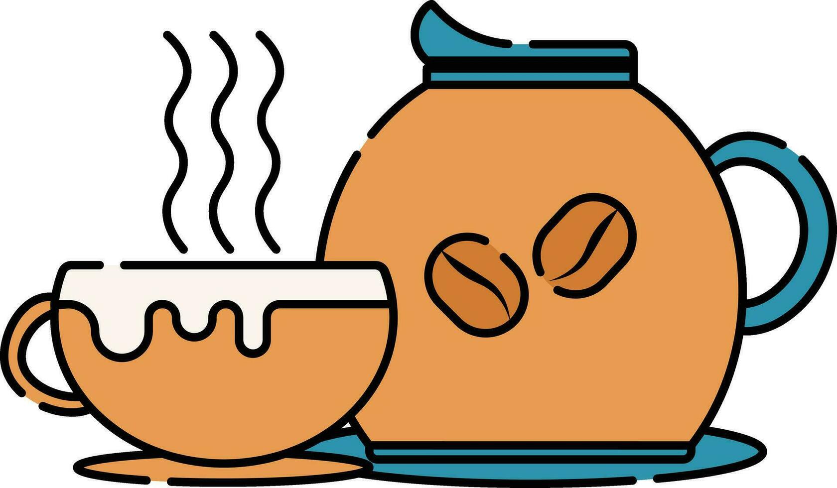 caffè tazza e teiera icona al di sopra di bianca sfondo vettore illustrazione