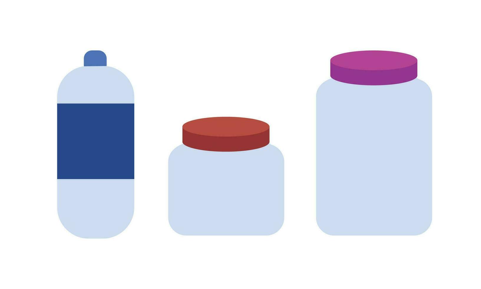 vettore impostato di bicchiere barattoli, acqua bottiglia piatto design illustrazione