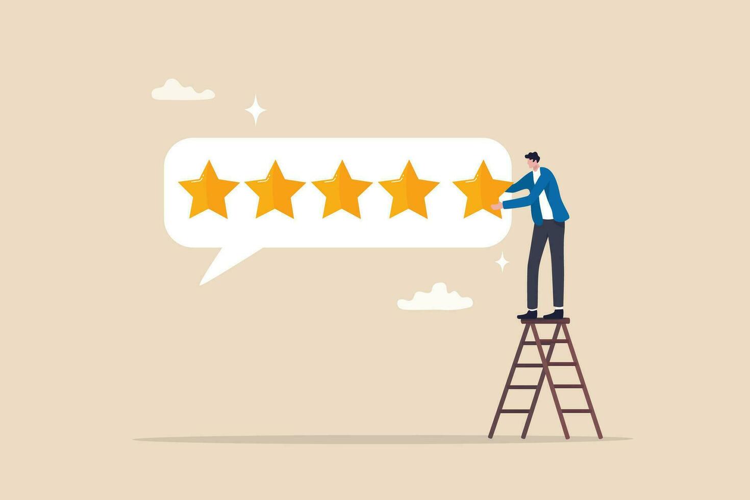 5 stelle valutazione feedback, cliente soddisfazione, commento o dando Prodotto revisione, migliore reputazione o classifica, valutazione, eccellente premio concetto, cliente o cliente dando cinque stelle risposta revisione. vettore