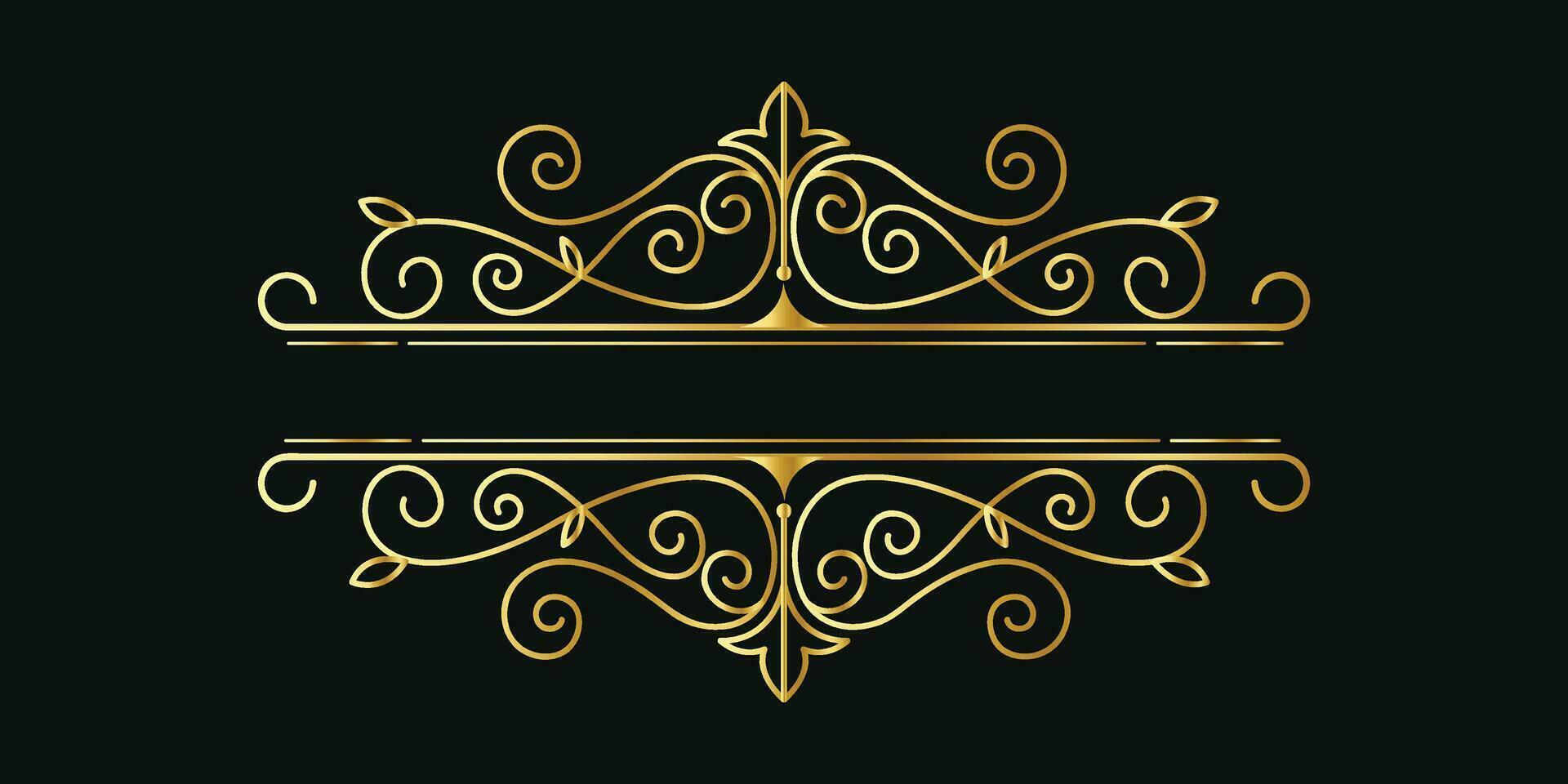 decorativo oro titolo telaio isolato su buio verde colore sfondo classico ornamento vettore