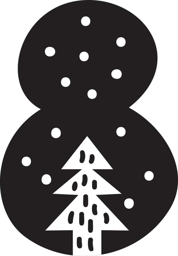 Schermo Natale inverno vettore font numero otto 8 alfabeto. capitale scandinavo lettera carattere tipografico abc elemento per sociale media, ragnatela disegno, manifesto, striscione, saluto carta