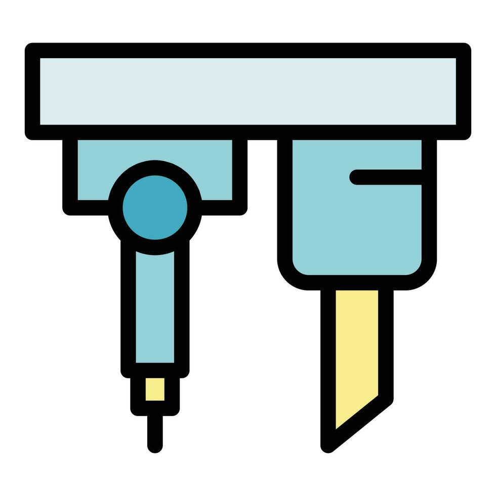 costruzione cnc macchina icona vettore piatto