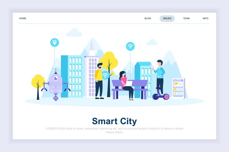 Concetto di design piatto moderno città intelligente vettore
