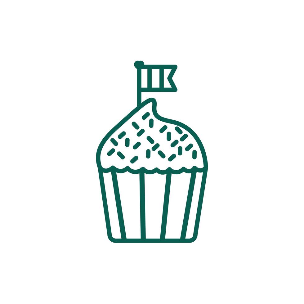 cupcake con bandiera tricolore in icona stile linea palo vettore